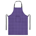 Purple And White Tattersall Print Bib Apron With Pocket
