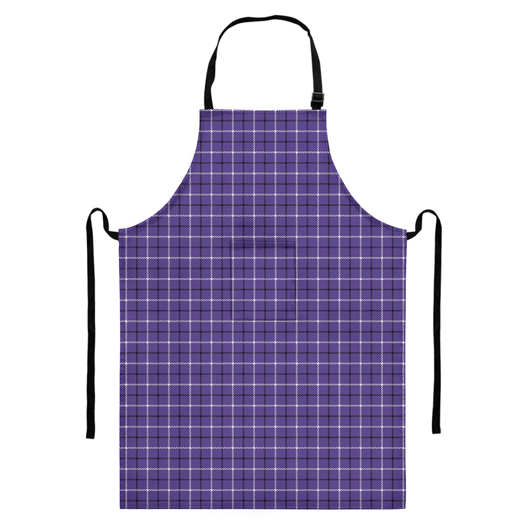 Purple And White Tattersall Print Bib Apron With Pocket