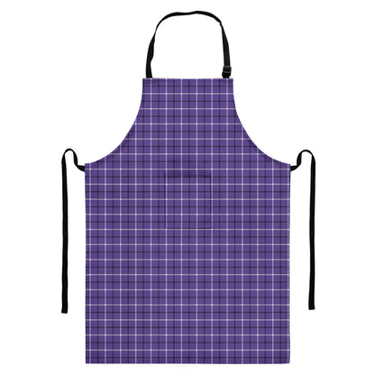 Purple And White Tattersall Print Bib Apron With Pocket