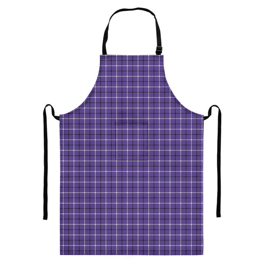 Purple And White Tattersall Print Bib Apron With Pocket