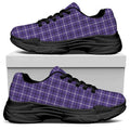 Purple And White Tattersall Print Black Chunky Shoes
