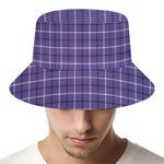 Purple And White Tattersall Print Bucket Hat
