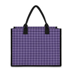 Purple And White Tattersall Print Canvas Tote Bag