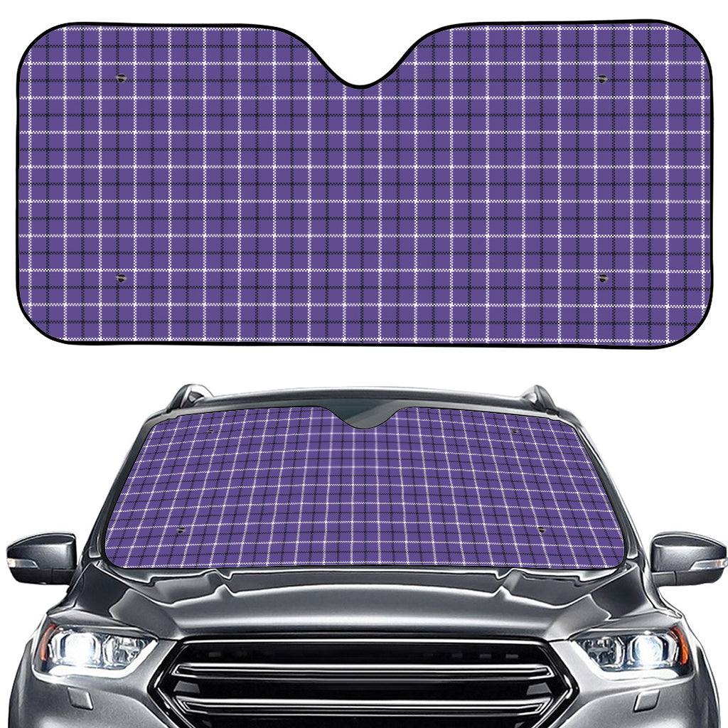 Purple And White Tattersall Print Car Windshield Sun Shade