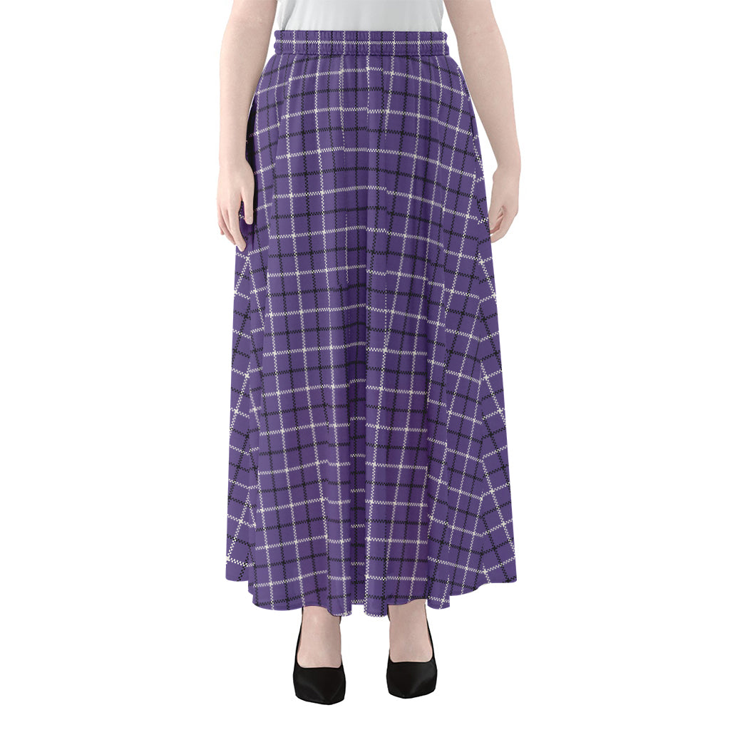 Purple And White Tattersall Print Chiffon Maxi Skirt