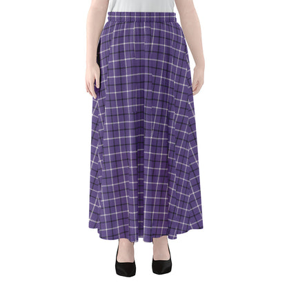 Purple And White Tattersall Print Chiffon Maxi Skirt