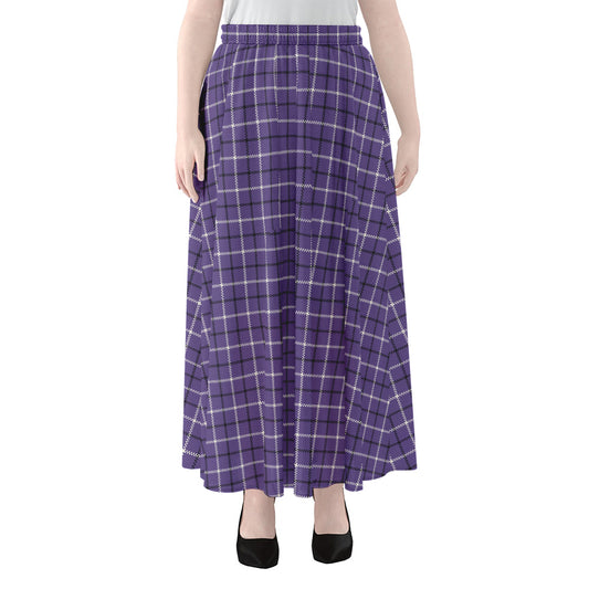 Purple And White Tattersall Print Chiffon Maxi Skirt