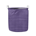 Purple And White Tattersall Print Collapsible Laundry Basket