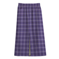 Purple And White Tattersall Print Cotton Front Slit Maxi Skirt