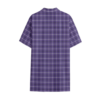 Purple And White Tattersall Print Cotton Hawaiian Shirt