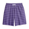 Purple And White Tattersall Print Cotton Shorts
