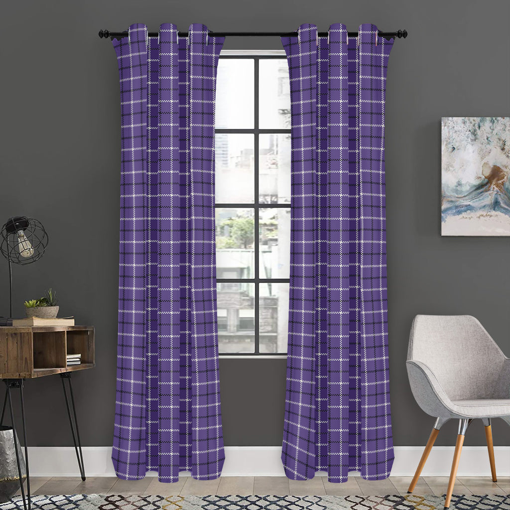 Purple And White Tattersall Print Curtain