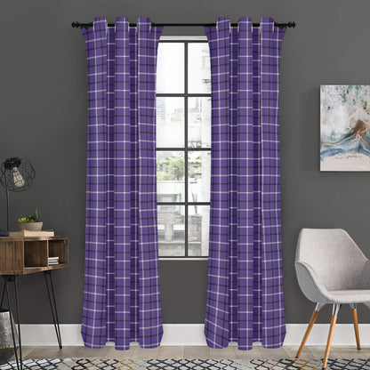 Purple And White Tattersall Print Curtain