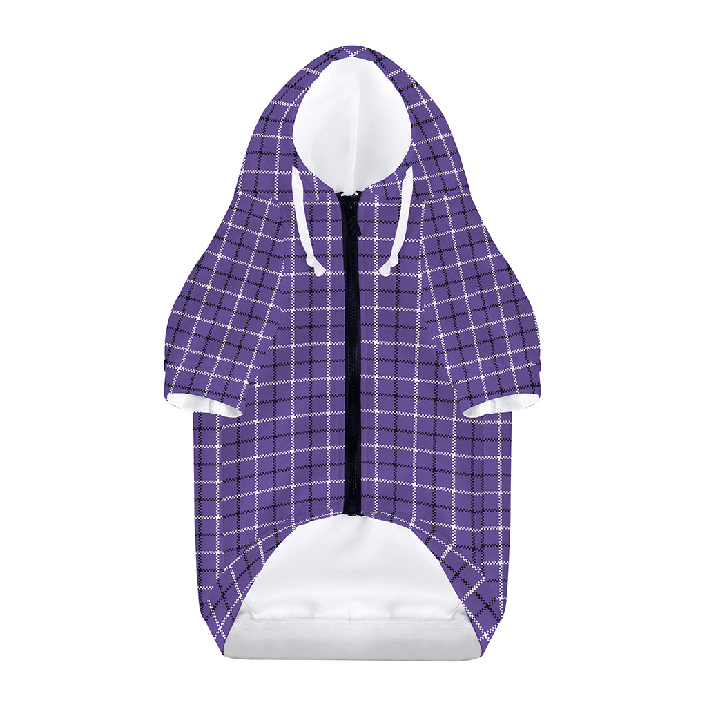 Purple And White Tattersall Print Dog Zip Up Hoodie