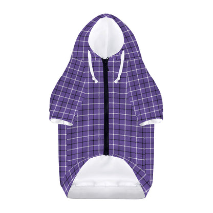 Purple And White Tattersall Print Dog Zip Up Hoodie