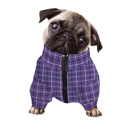 Purple And White Tattersall Print Dog Zip Up Jacket