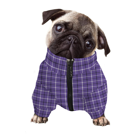 Purple And White Tattersall Print Dog Zip Up Jacket