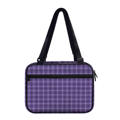 Purple And White Tattersall Print Double Strap Bible Bag