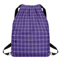 Purple And White Tattersall Print Drawstring Backpack