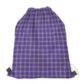 Purple And White Tattersall Print Drawstring Bag