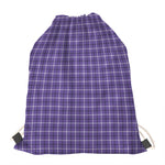 Purple And White Tattersall Print Drawstring Bag
