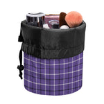 Purple And White Tattersall Print Drawstring Makeup Bag