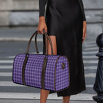 Purple And White Tattersall Print Duffle Bag