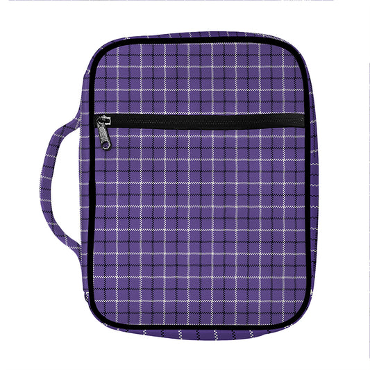 Purple And White Tattersall Print Front Pocket Bible Bag