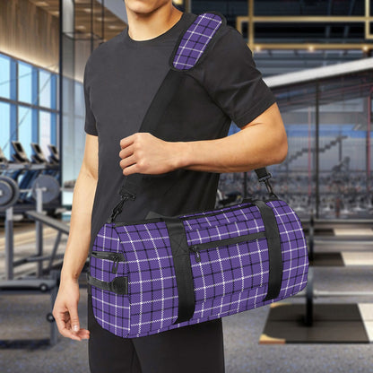 Purple And White Tattersall Print Gym Bag