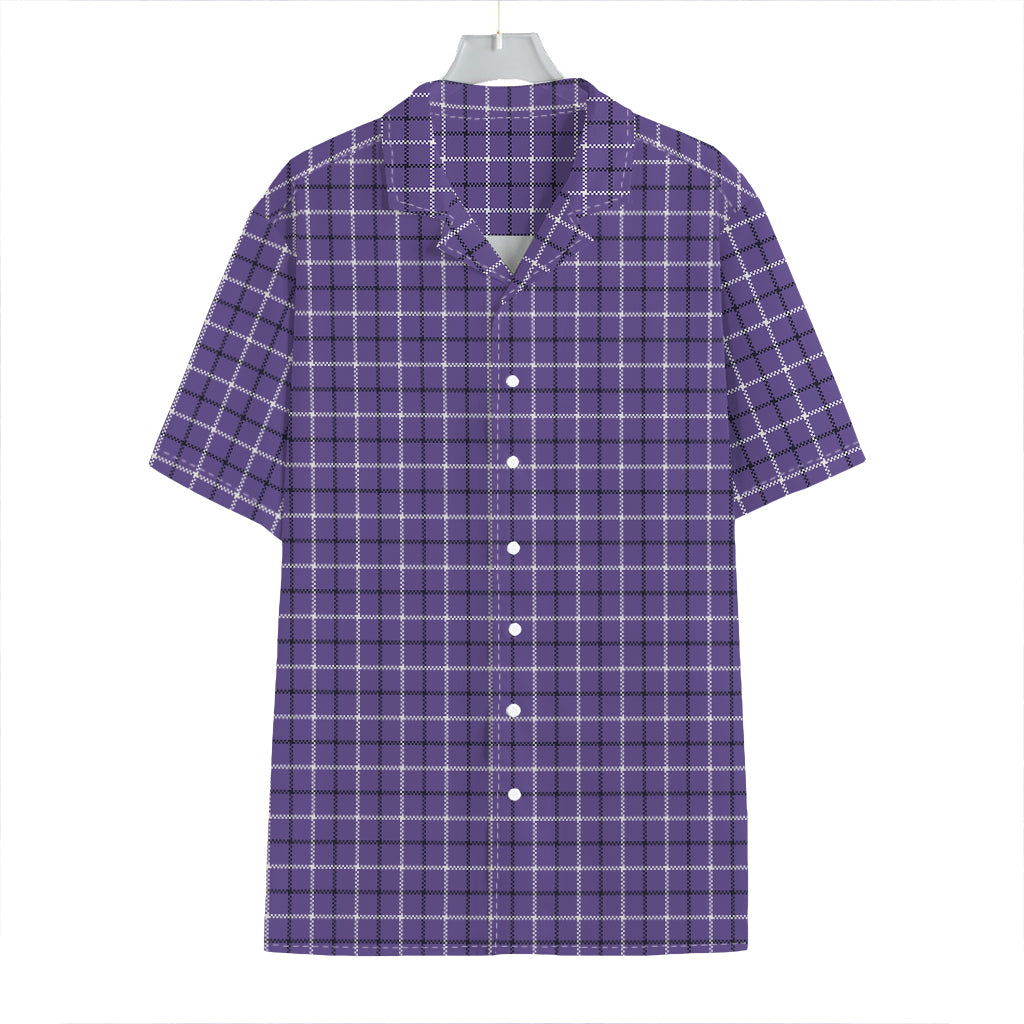 Purple And White Tattersall Print Hawaiian Shirt