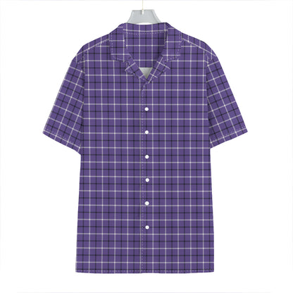 Purple And White Tattersall Print Hawaiian Shirt