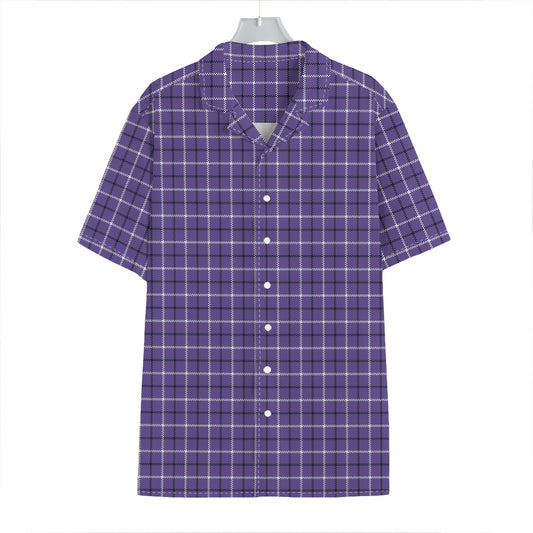 Purple And White Tattersall Print Hawaiian Shirt