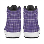 Purple And White Tattersall Print High Top Leather Sneakers