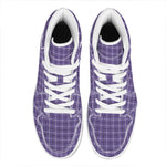 Purple And White Tattersall Print High Top Leather Sneakers