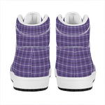 Purple And White Tattersall Print High Top Leather Sneakers