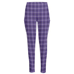 Purple And White Tattersall Print High-Waisted Pocket Leggings