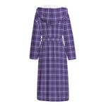 Purple And White Tattersall Print Hooded Bathrobe