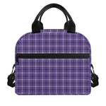 Purple And White Tattersall Print Insulated Lunch Bag