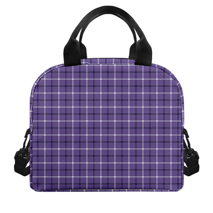Purple And White Tattersall Print Insulated Lunch Bag