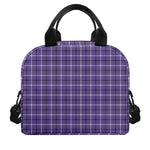Purple And White Tattersall Print Insulated Lunch Bag