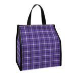 Purple And White Tattersall Print Insulated Lunch Tote