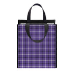 Purple And White Tattersall Print Insulated Lunch Tote