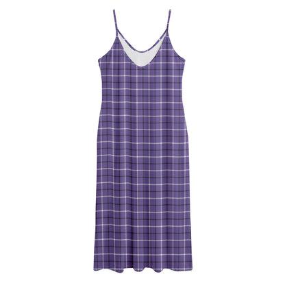 Purple And White Tattersall Print Jersey Midi Cami Dress