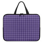 Purple And White Tattersall Print Laptop Sleeve With Handle