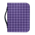 Purple And White Tattersall Print Leather Bible Cover