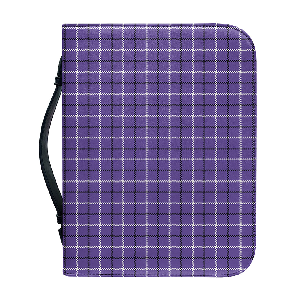 Purple And White Tattersall Print Leather Bible Cover