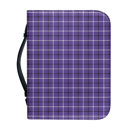 Purple And White Tattersall Print Leather Bible Cover