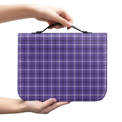 Purple And White Tattersall Print Leather Bible Cover