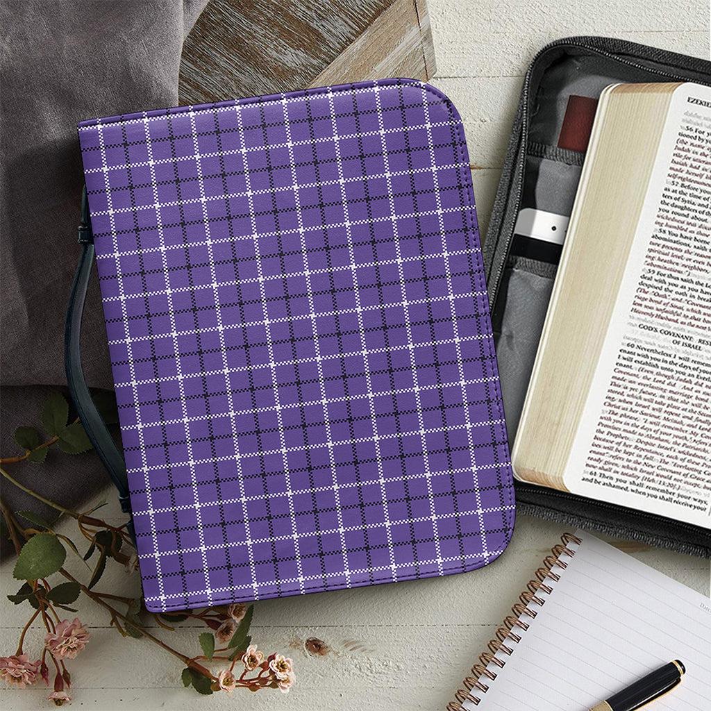 Purple And White Tattersall Print Leather Bible Cover