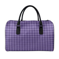 Purple And White Tattersall Print Leather Duffel Bag